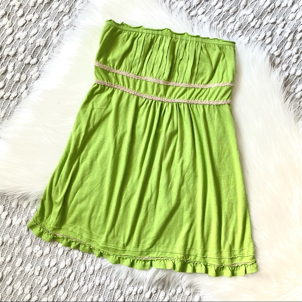 (💛2/$30) Strapless lime green summer top